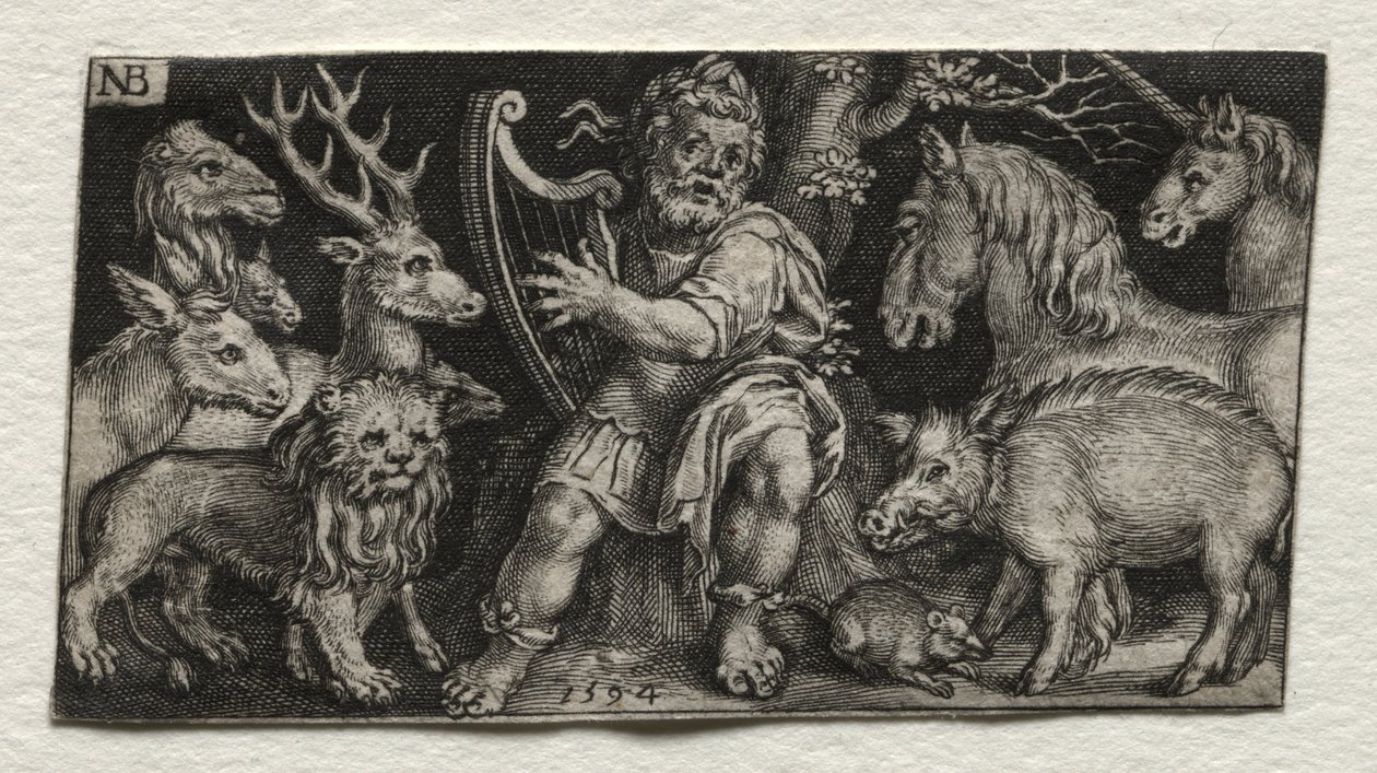 Orpheus charmerer dyrene af Nicolaes de Bruyn