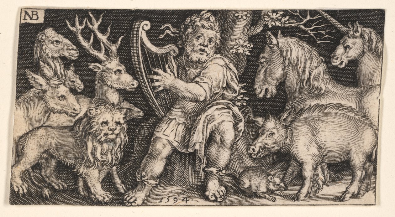 Orfeus fra Kampen mod kimærer og scener fra Æsops fabler af Nicolaes de Bruyn