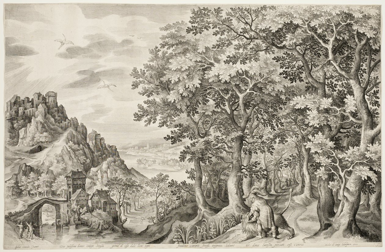 Samson dræber løven af Nicolaes de Bruyn