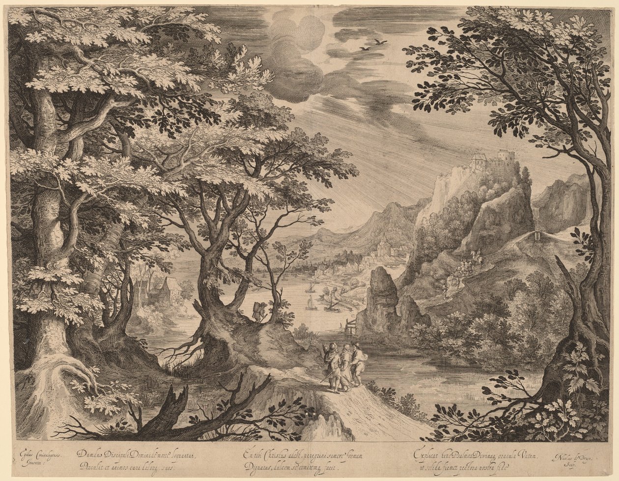 Disciplene på vej til Emmaus af Nicolaes de Bruyn, after Gillis van Coninxloo III