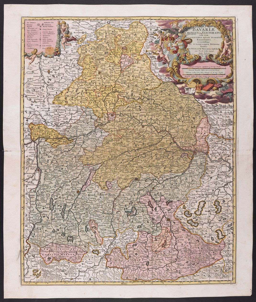 Kort over Bayern,  Nicolaes Visscher, kartograf,  Omkring 1730, af Nicolaes the Elder (after) Visscher