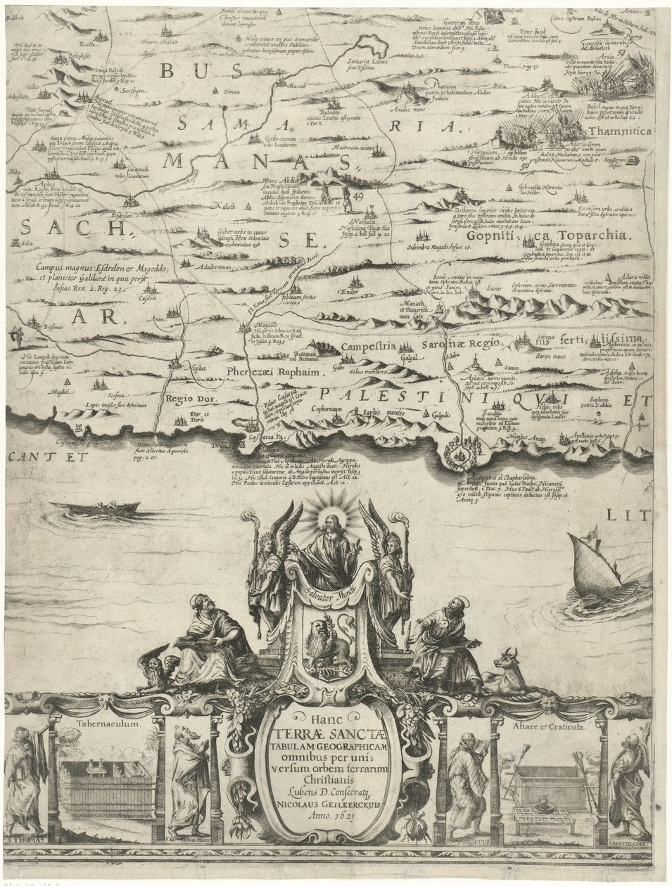 Kort af Palæstina En ny beskrivelse af det hellige land eller det forjættede land (titel på objekt) af Nicolaes van Geelkercken
