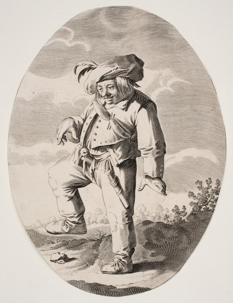Dansende bonde med en fugl i sin gylp af Nicolaes van Lijnhoven