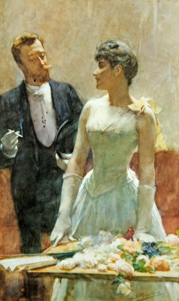 På Vanity Fair, ca. 1900 (olie på lærred) af Nicolaes van der Waay