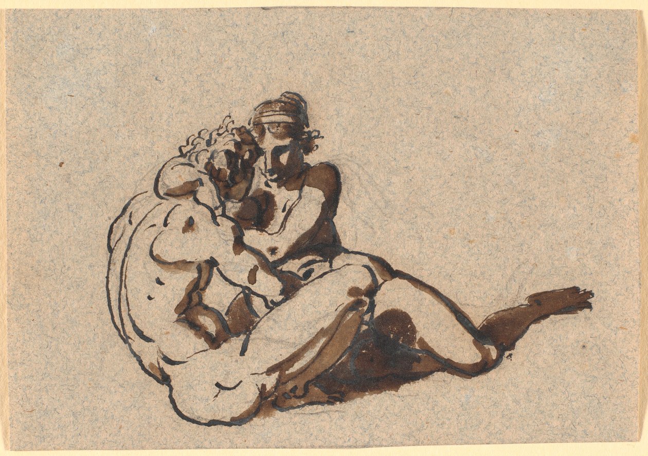 En mand og en kvinde, der omfavner af Nicolai Abildgaard