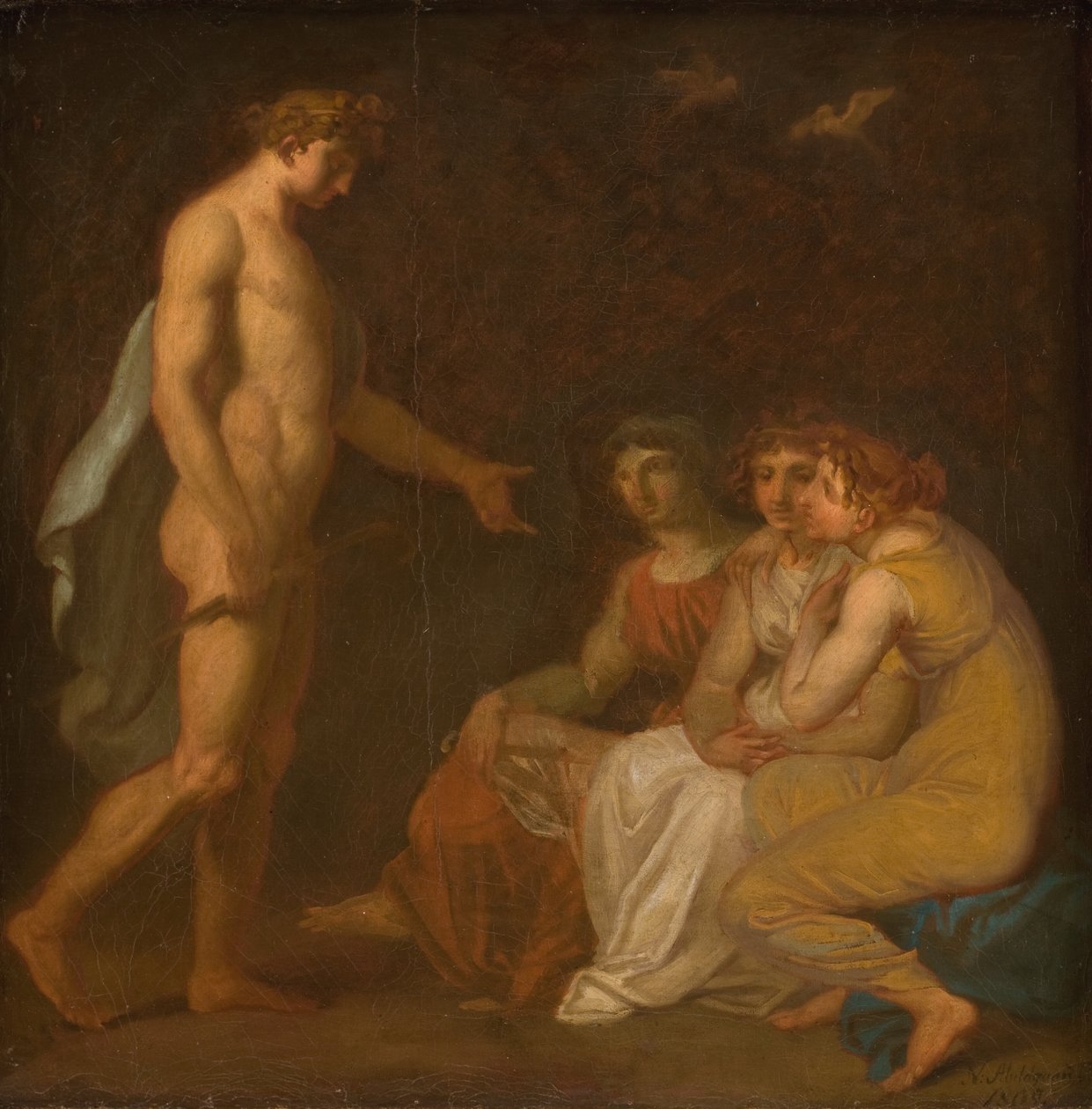 Apollo oplader Parcae for at besøge Ceres, som er flygtet fra Jorden af Nicolai Abildgaard