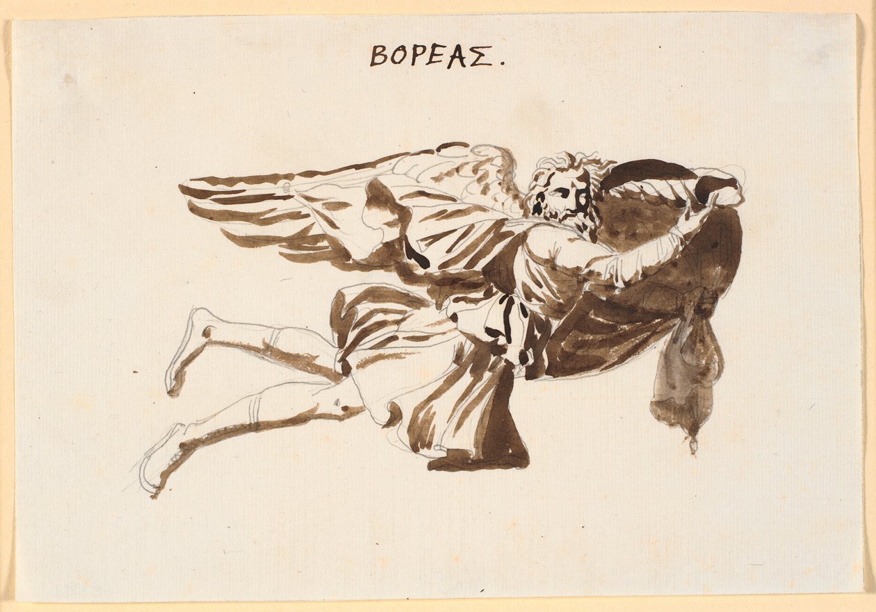 Boreas. Udkast til relief på vindenes tårn i Pamphilus og Davus i samtale af Nicolai Abildgaard