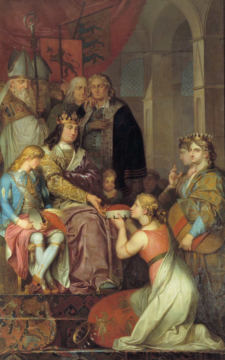 Christian 1. udråbte Holsten til hertugdømme i 1474. Malet til Christiansborg Slot af Nicolai Abildgaard