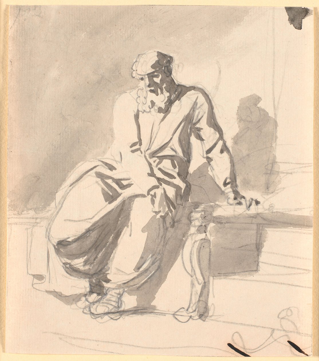 En siddende antik mandsfigur, antagelig Anacreon af Nicolai Abildgaard