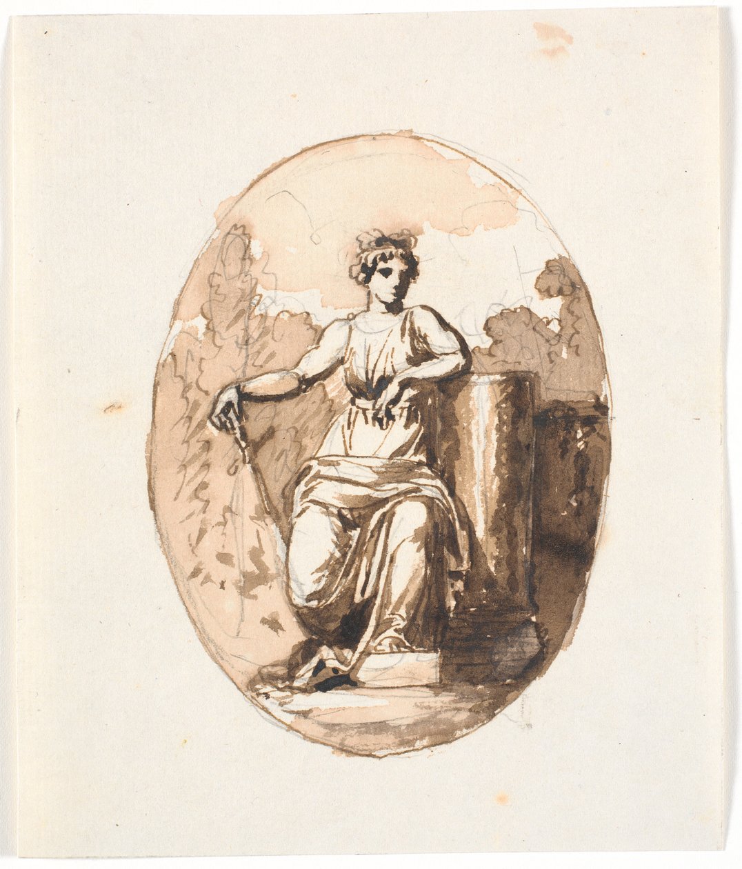 En siddende kvindefigur, allegori på styrken eller bestandigheden af Nicolai Abildgaard