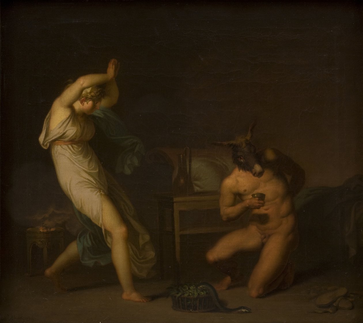 Fotis ser sin elsker Lucius forvandlet til en røv. Motiv fra Apeleius