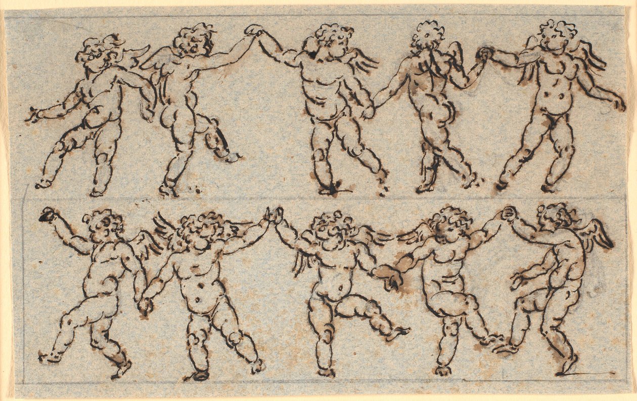 Frise med to rækker dansende amoriner af Nicolai Abildgaard