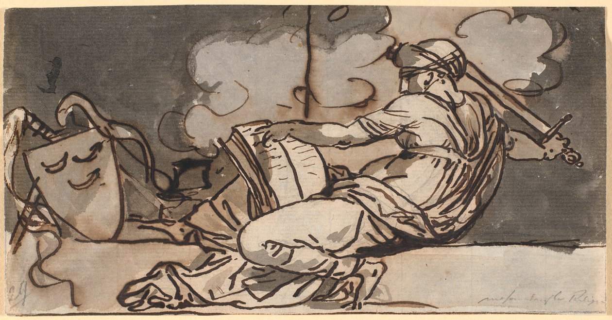 Liggende kvindefigur symboliserende den muhamedanske religion af Nicolai Abildgaard