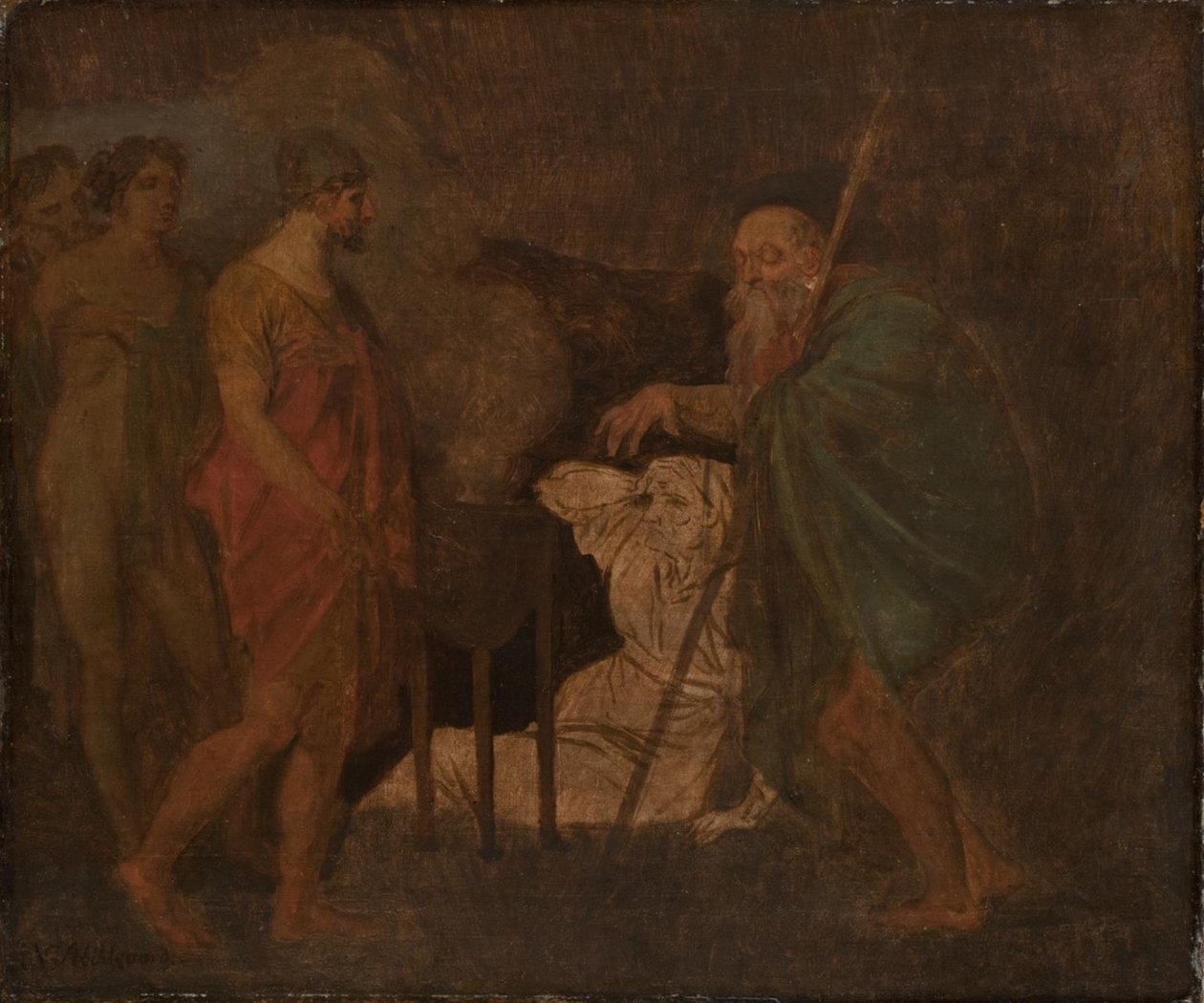 Odysseus tager råd med Teiresias. Fra Homers Odyssey af Nicolai Abildgaard