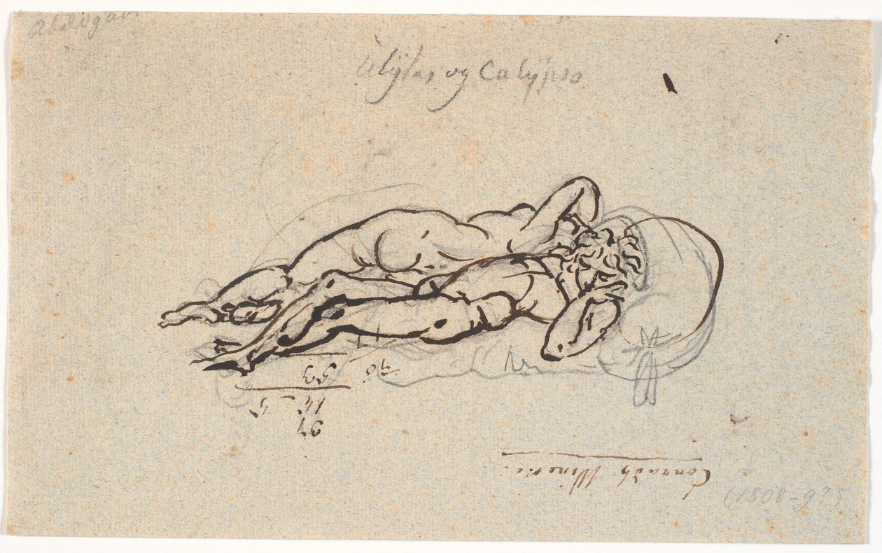 Odysseus og Kalypso, liggende nøgne på et leje af Nicolai Abildgaard