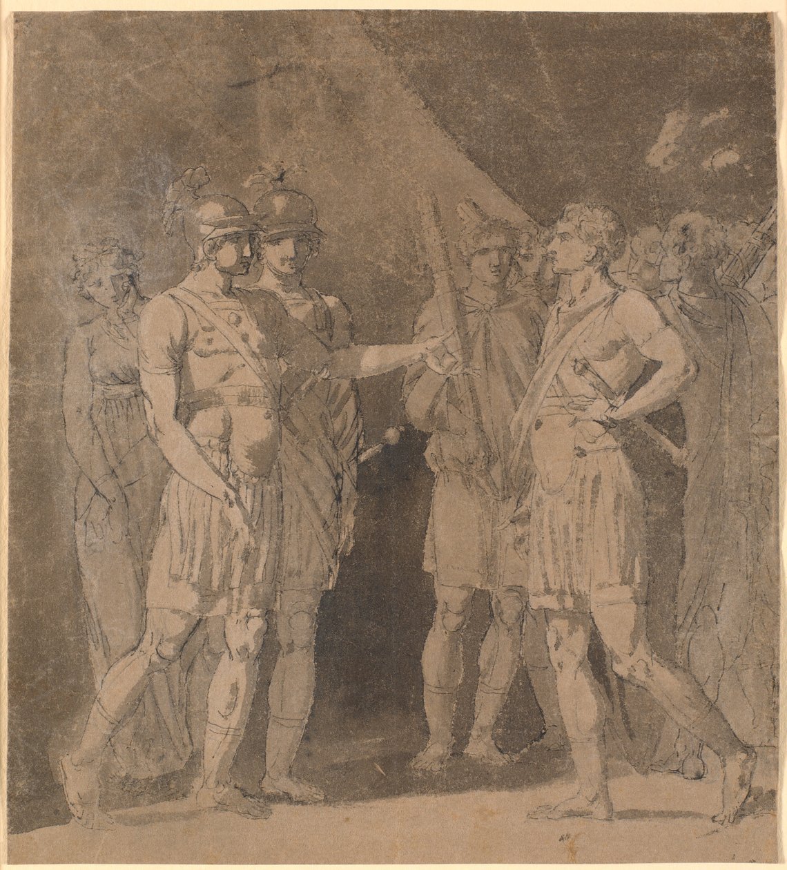 Scene fra Voltaires "Le triumvirat", muligvis 1.akt., 4.scene af Nicolai Abildgaard