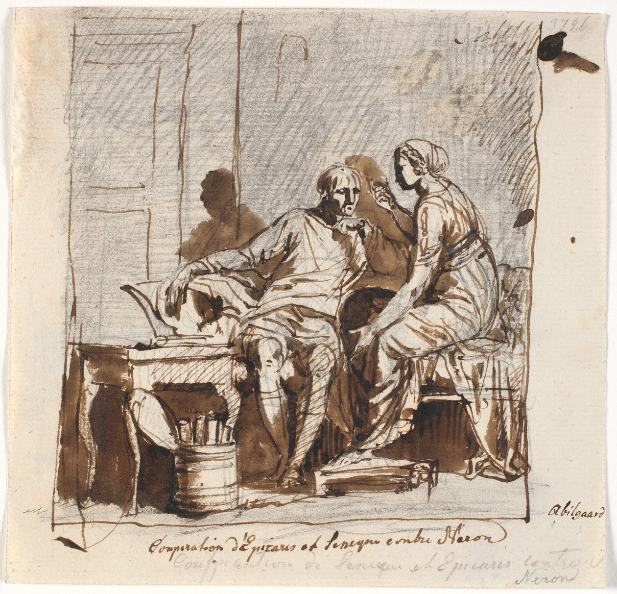Seneca og Epicharis konspirerer mod Nero af Nicolai Abildgaard