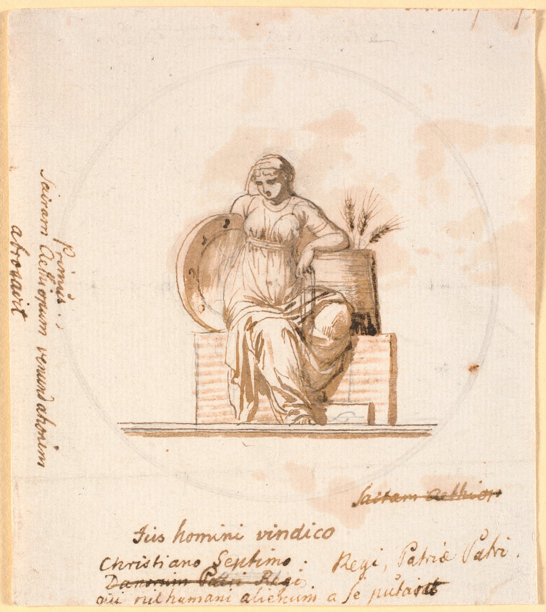 Siddende allegorisk kvindefigur af Nicolai Abildgaard