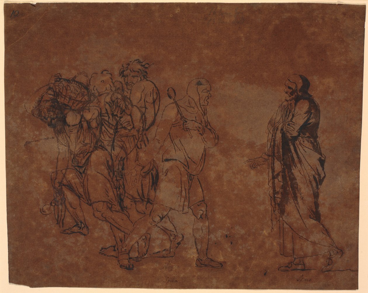 Studie af Simo, Sosie og slaverne, i billedet med disse figurer. [Simo betror sig til Sosia] af Nicolai Abildgaard