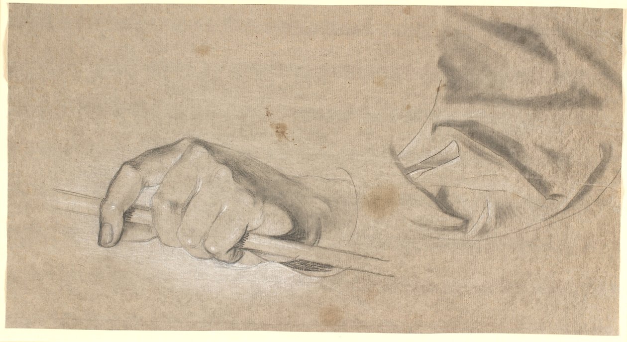 Studie af en hånd og et draperi af Nicolai Abildgaard