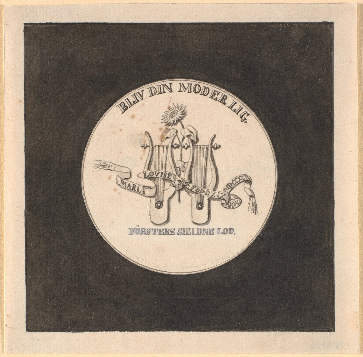 Udkast til bagsiden af medaljen i anledning af kronprinsessens nedkomst 1792 af Nicolai Abildgaard