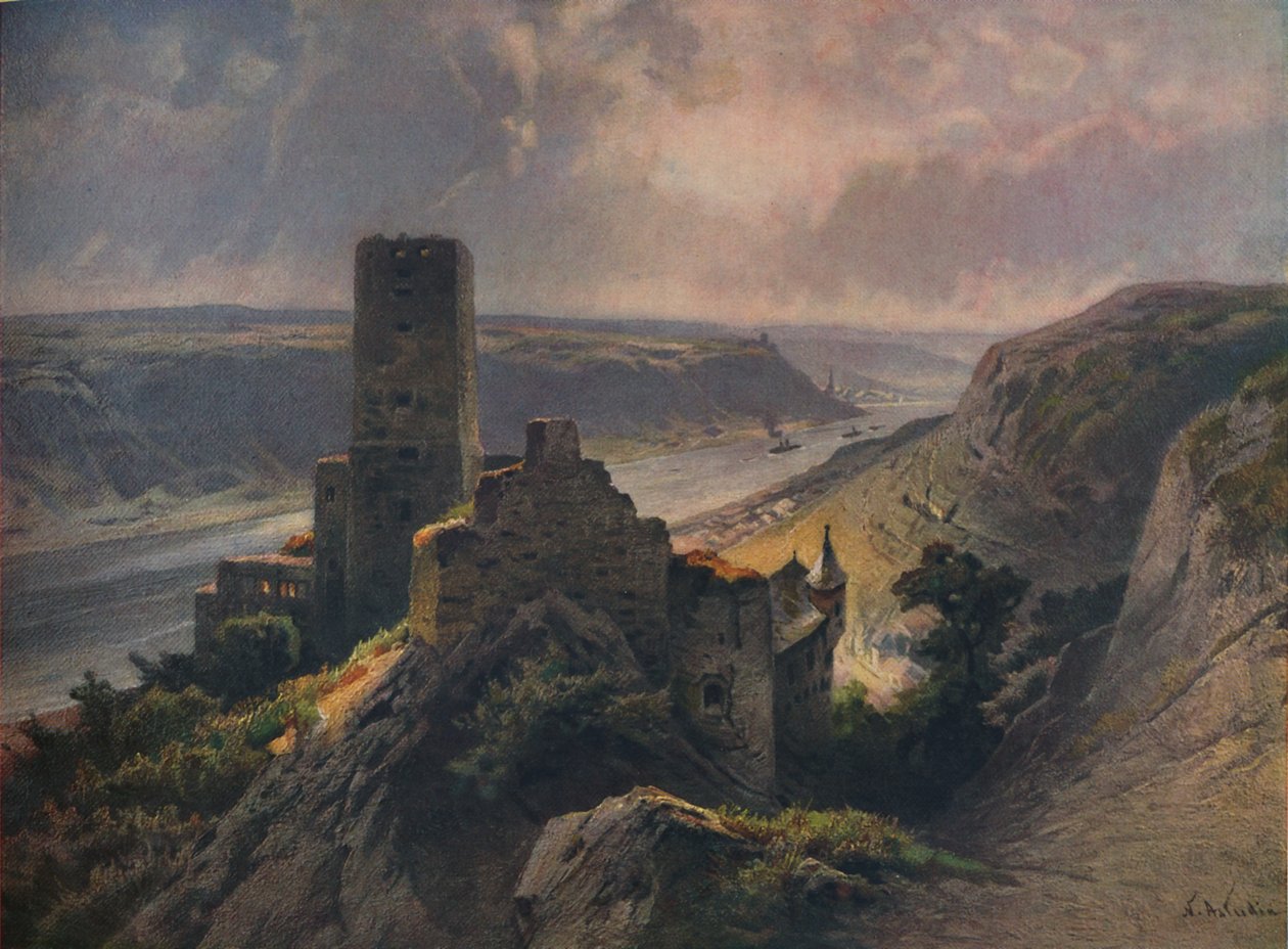 Gutenfels Slot med udsigt over Oberwesel, Gutenfels Slot med udsigt over Oberwesel, 1923. af Nicolai Astudin
