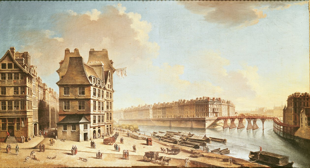 Ile Saint-Louis fra Place de Greve, ca. 1757 (se også 86034) af Nicolas Raguenet