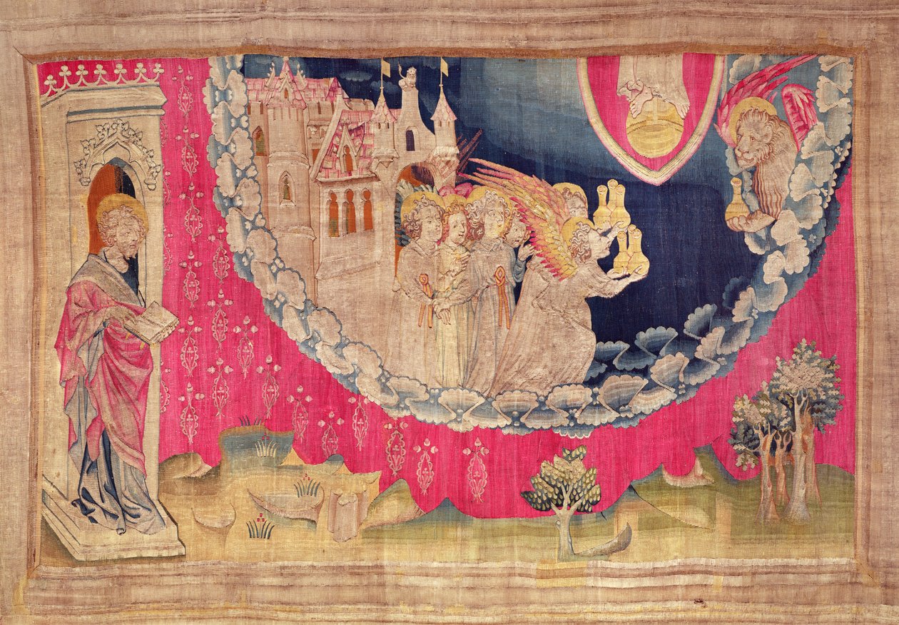 Engle, fra Apocalypse Tapestry of Angers, 1373-87 (tapet) af Nicolas Bataille