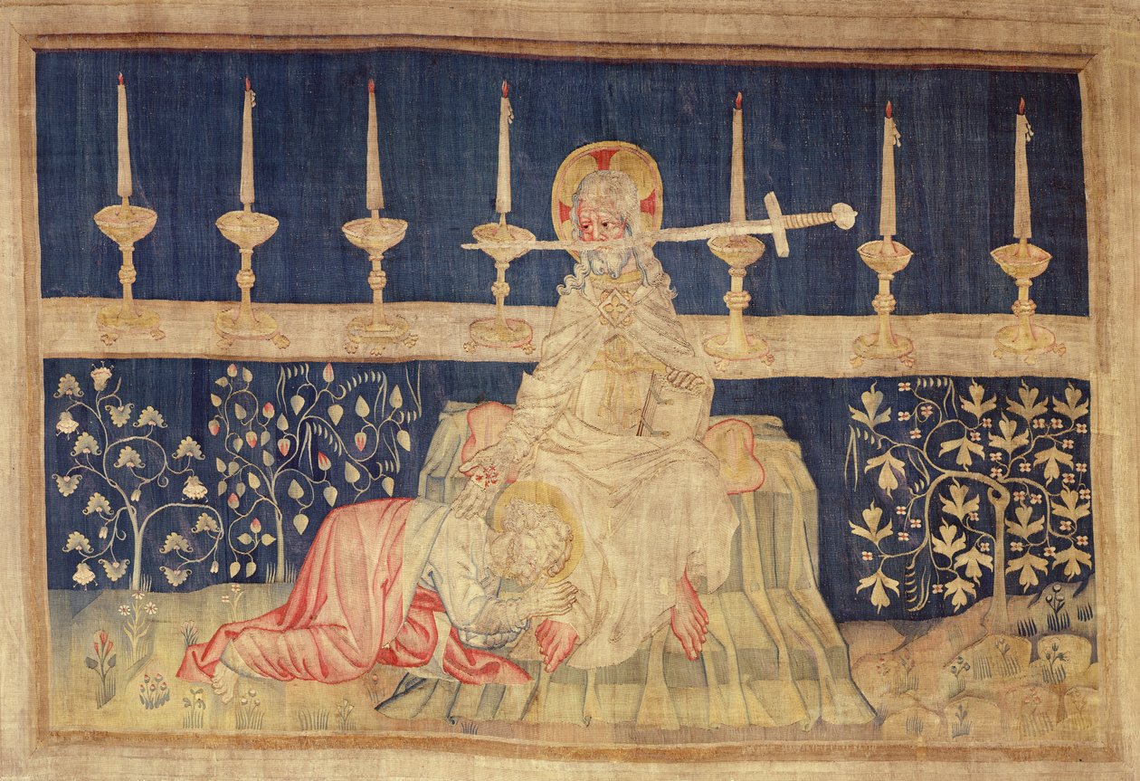 Kristus med sværdet, fra Apocalypse Tapestry of Angers, 1373-87 (tapet) af Nicolas Bataille