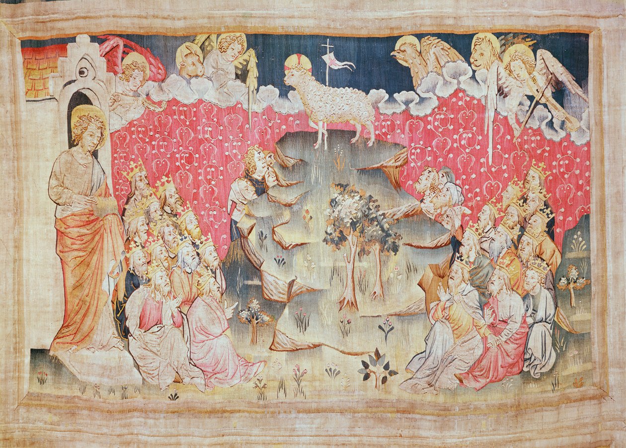 Lammet på Zions bjerg, nr.47 fra "Apokalypse fra Angers", 1373-87 (gobelin) af Nicolas Bataille