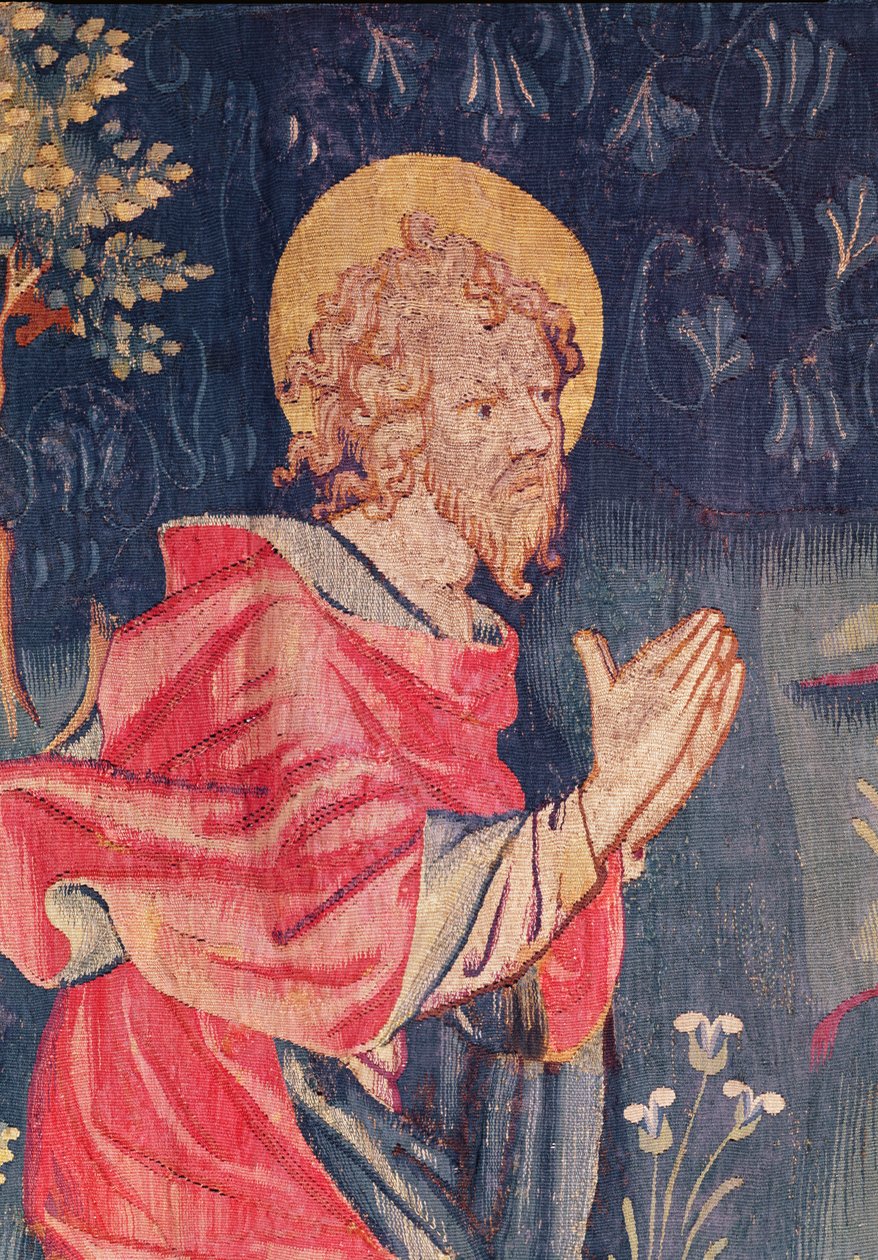 Saint John, detalje fra Apocalypse Tapestry of Angers, 1373-87 (tapet) af Nicolas Bataille