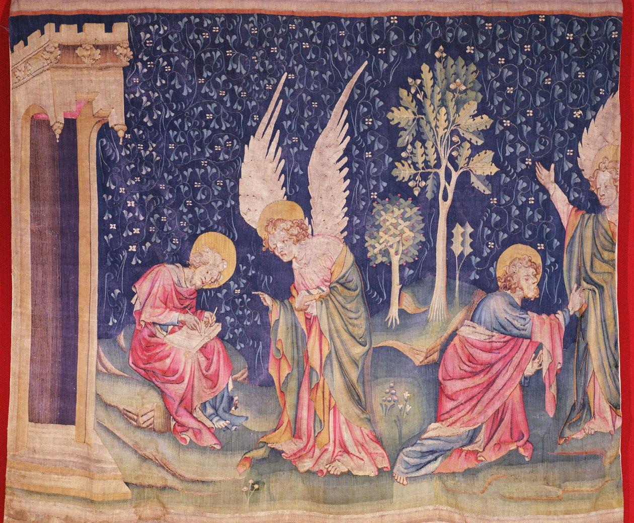 Johannes og englen, fra Apocalypse Tapestry of Angers, 1373-87 (tapet) af Nicolas Bataille