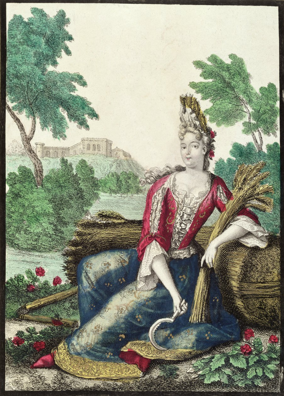Allegory of Summer, slutningen af det 17. århundrede (farvet gravering) af Nicolas Bonnart