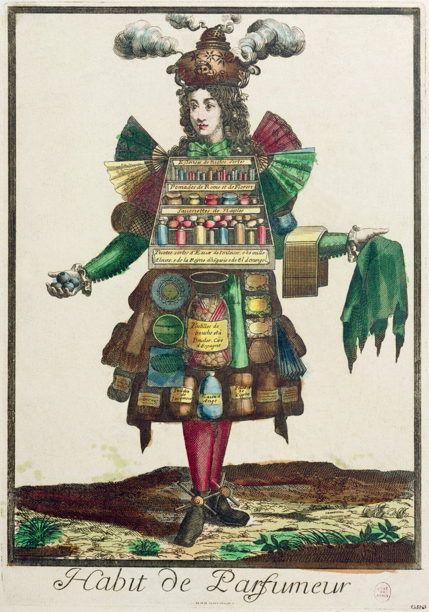 Parfumørens kostume (farvegravering) af Nicolas Bonnart