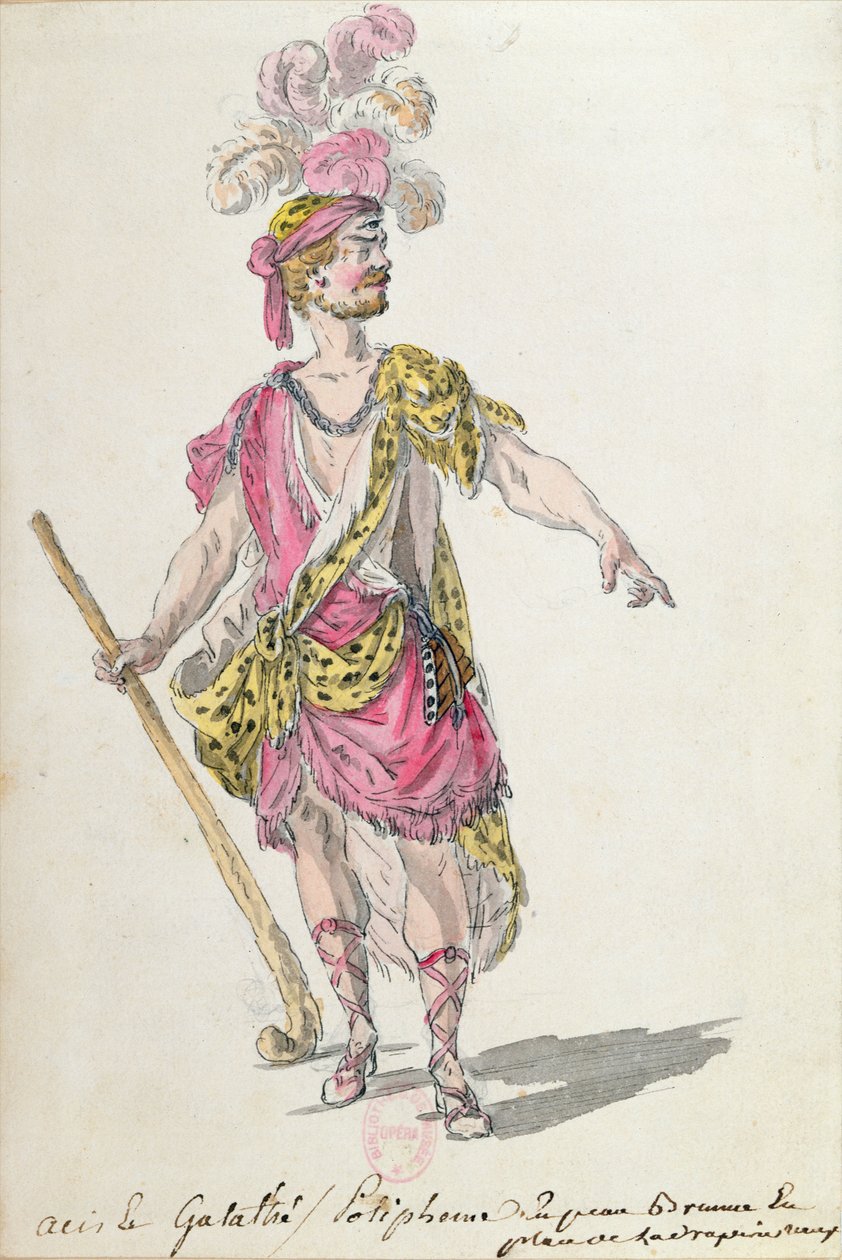 Kostume til en opførelse i Paris i 1762 af Lullys opera "Acis et Galatee" (pen og blæk og wc på papir) af Nicolas Boquet
