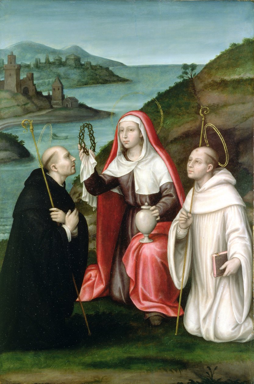 St. Mary Magdalene med St. Dominic og St. Bernard, ca. 1580 (panel) af Nicolas Borras