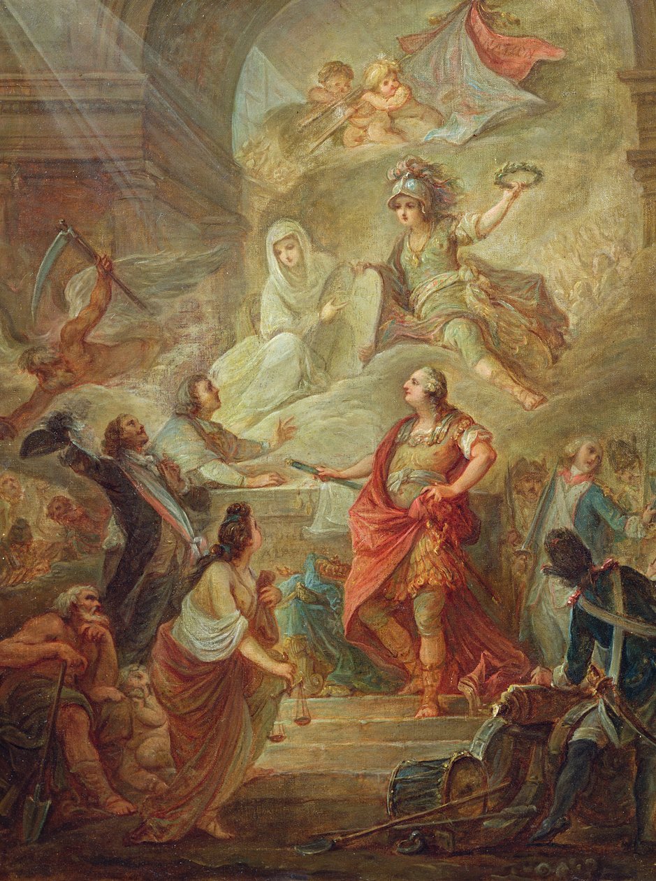 Ludvig XVI (1754-93) sværger loyalitet til forfatningen på hjemlandets alter af Nicolas Guy Brenet