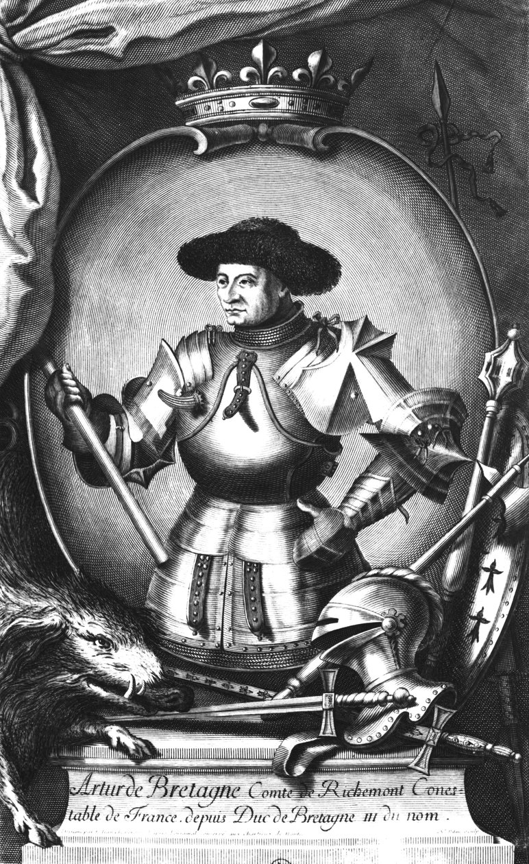Arthur III (1393-1458) af Bretagne, indgraveret af F.J. Chaperon af Nicolas I, the Elder Pitau