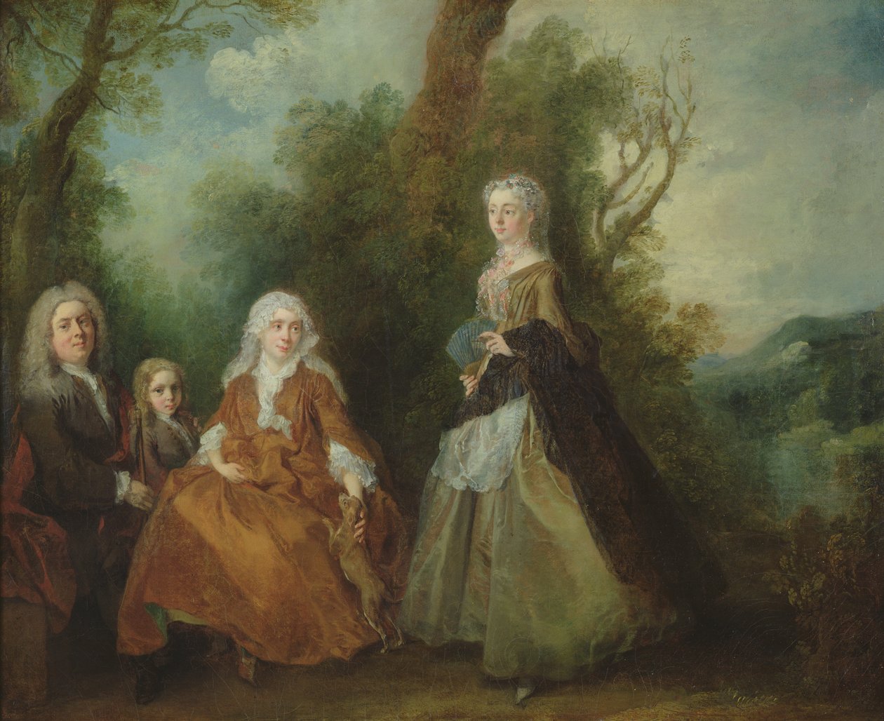 Familie i en park af Nicolas Lancret
