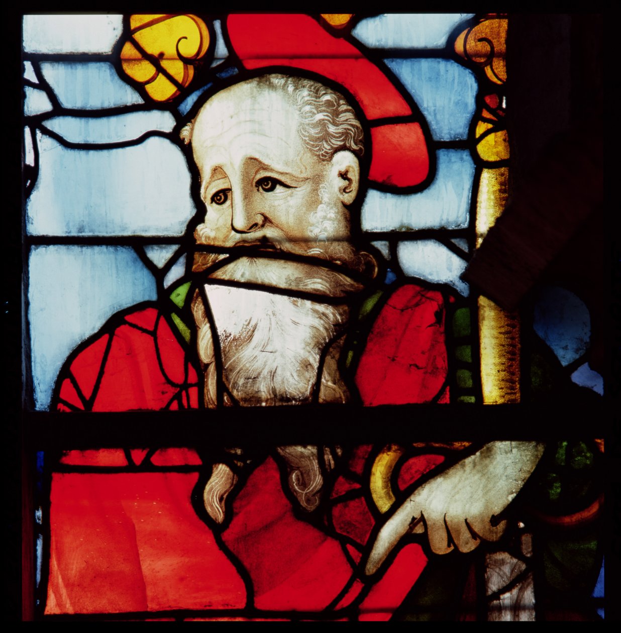 St. Paul, detalje fra vinduet, der forestiller kirkens fire evangelister og fire læger, sydkorsarm, 1551 (farvet glas) af Nicolas Le Prince