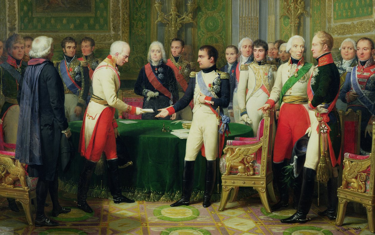 Napoleon I (1769-1821) Modtagelse af Baron Vincent, den østrigske ambassadør, i Erfurt, 28. oktober 1808, 1838 af Nicolas Louis Francois Gosse