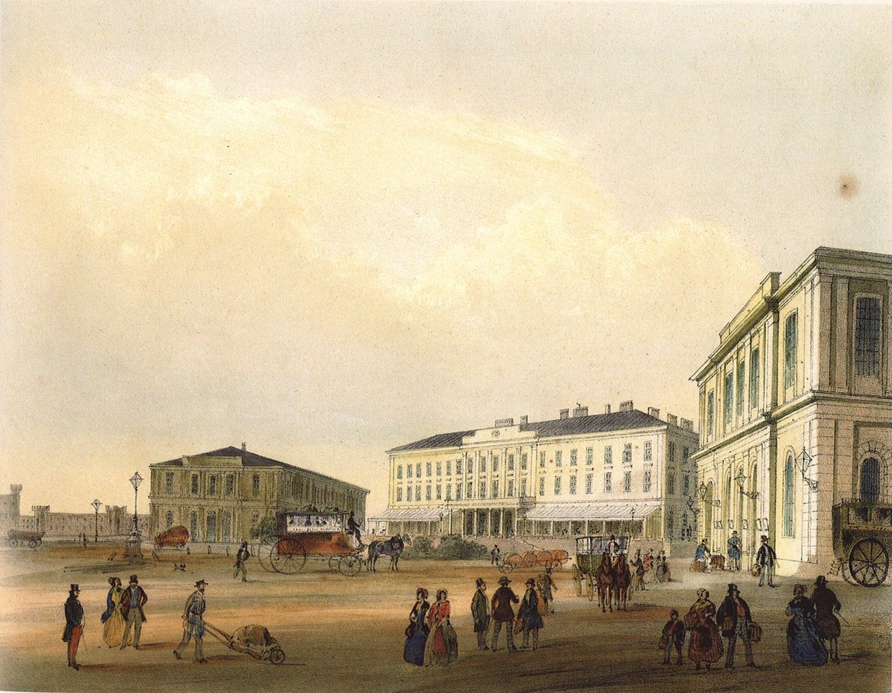 Togstationerne Wiener-Gloggnitzer og Brucker af Nicolas Marie Joseph Chapuy