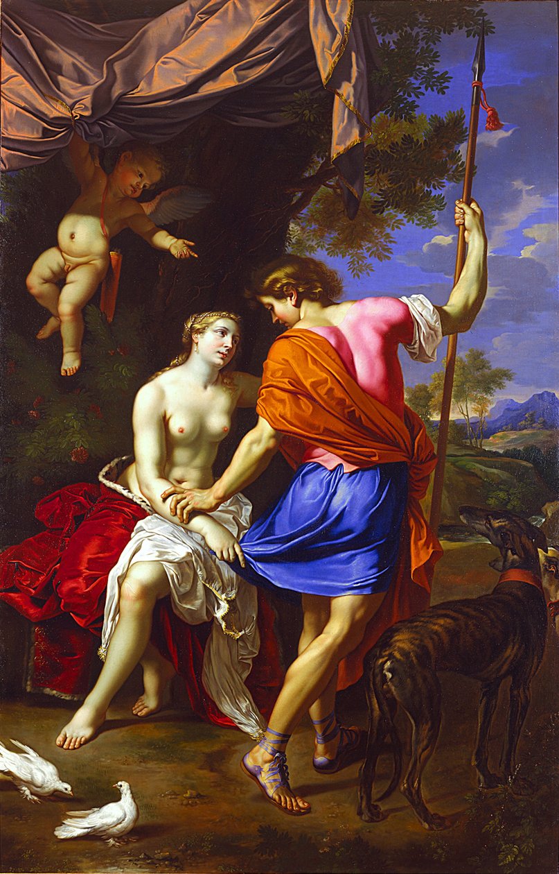 Venus og Adonis af Nicolas Mignard