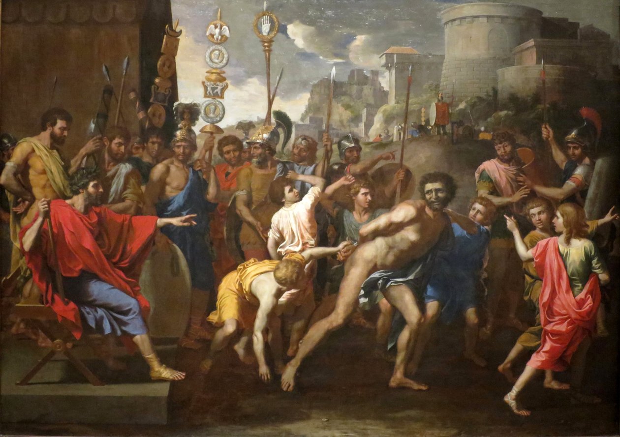 Camillus og skolemesteren i Falerii af Nicolas Poussin