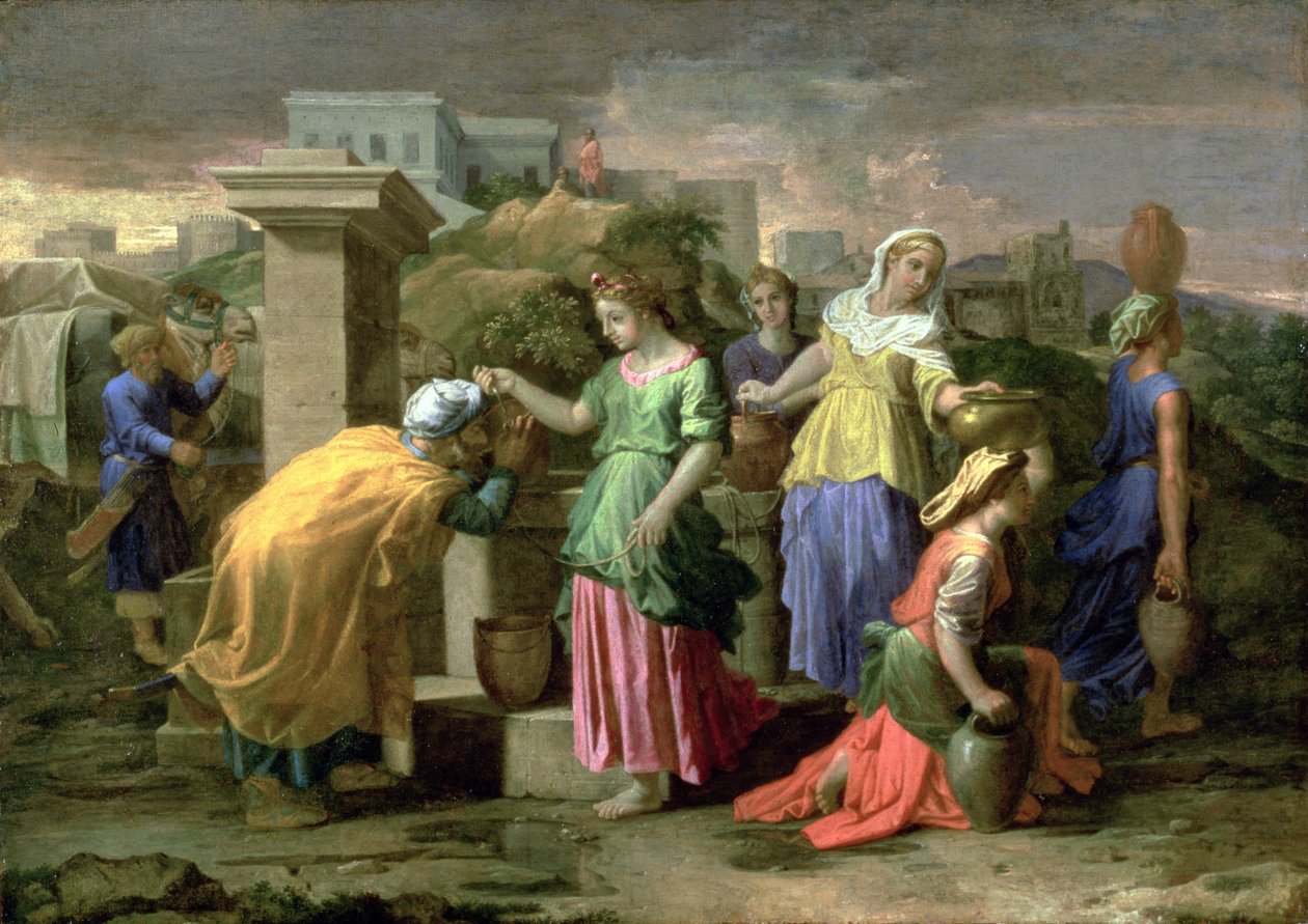 Eliezer og Rebecca ved Brønden, ca. 1660-65 af Nicolas Poussin