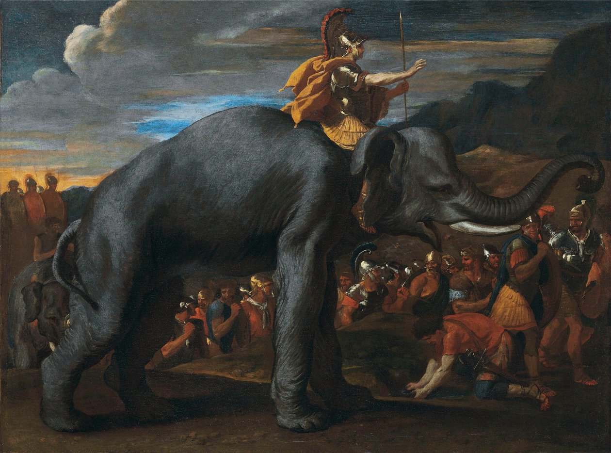 Hannibal krydser Alperne på ryggen af ​​en elefant af Nicolas Poussin