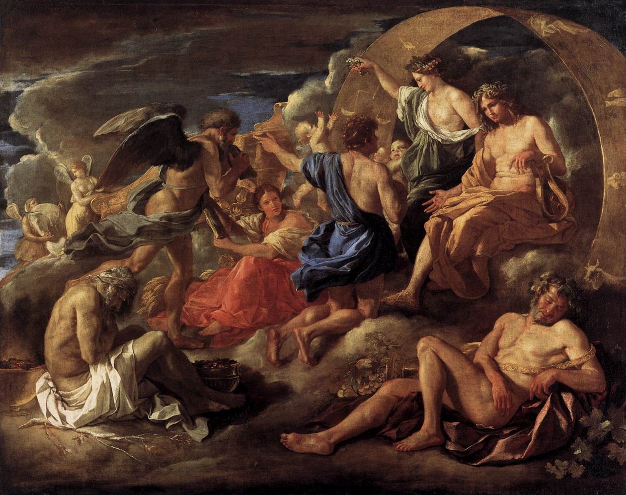 Helios og Phaeton med Saturn og de fire årstider af Nicolas Poussin