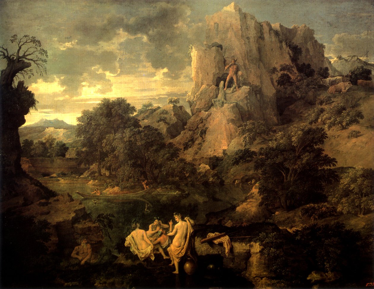 Landskab med Herkules og Cacus af Nicolas Poussin