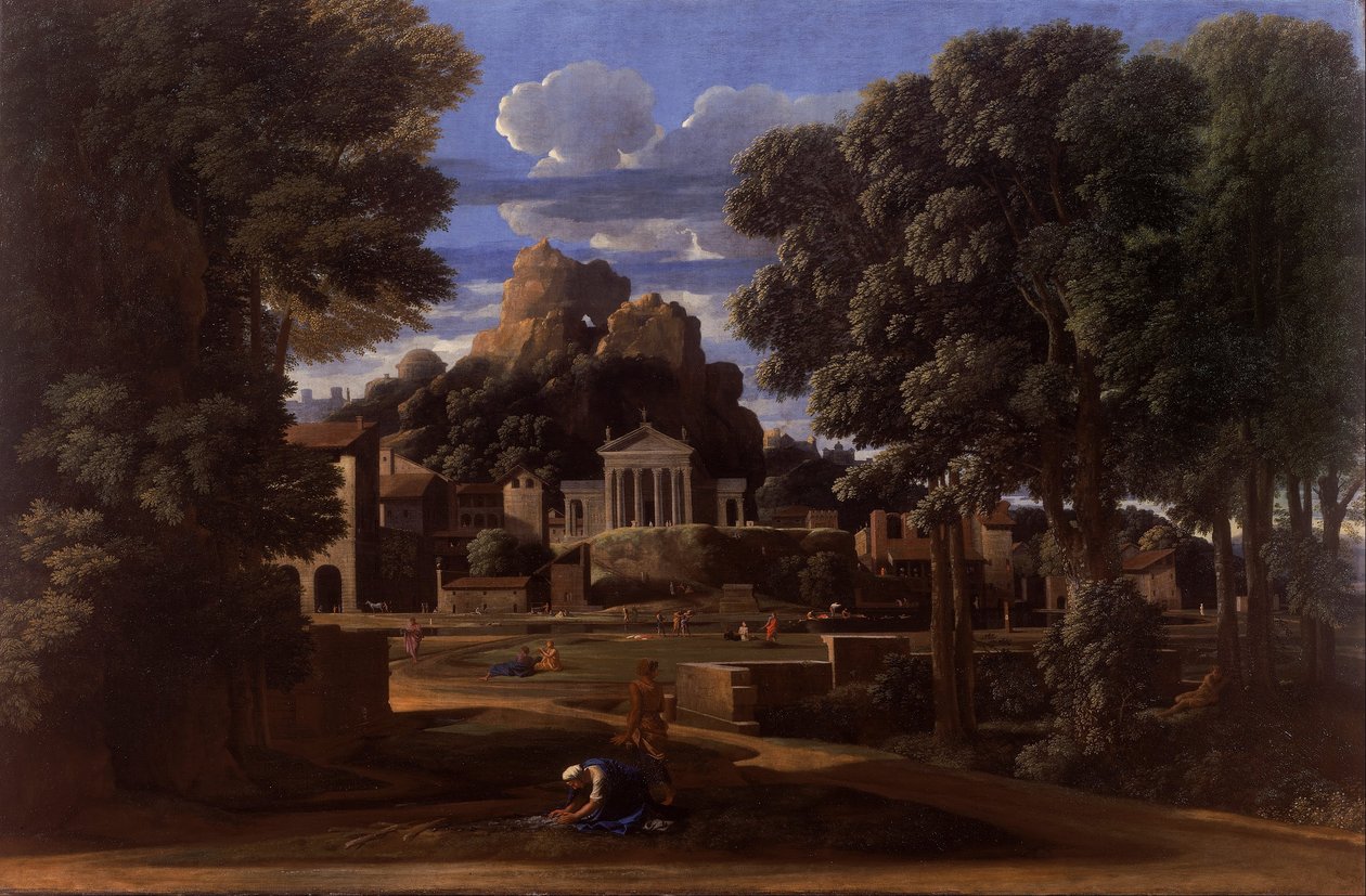 Landskab med asken af Phocion af Nicolas Poussin