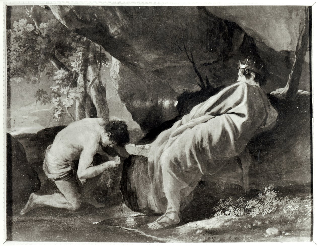 Midas ved Pactolus-flodens udspring af Nicolas Poussin